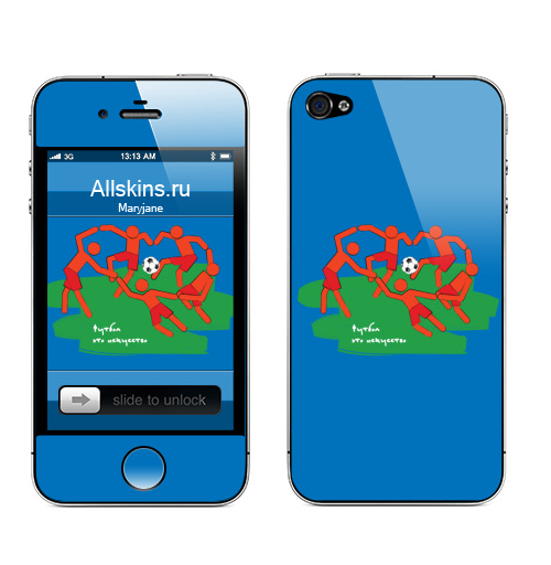 Наклейка на Телефон Apple iPhone 4S, 4 Футбол это искусство,  купить в Москве – интернет-магазин Allskins, футбол, танцы, синий, дизайн конкурс