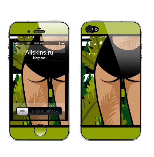 Наклейка на Телефон Apple iPhone 4S, 4 В отпуске,  купить в Москве – интернет-магазин Allskins, лето, тропики, листья, купальник, отпуск, морская