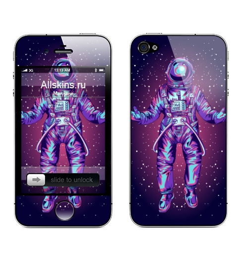 Наклейка на Телефон Apple iPhone 4S, 4 Космическая левитация,  купить в Москве – интернет-магазин Allskins, космос, звезда, синий