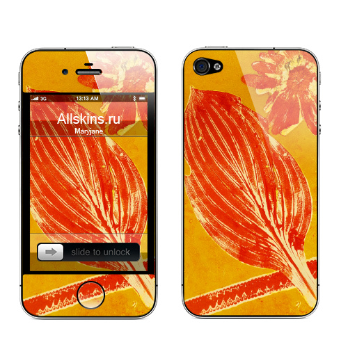 Наклейка на Телефон Apple iPhone 4S, 4 Сохранить солнце,  купить в Москве – интернет-магазин Allskins, желтый, солнце, листья, бумага, яркий, оранжевый, лето
