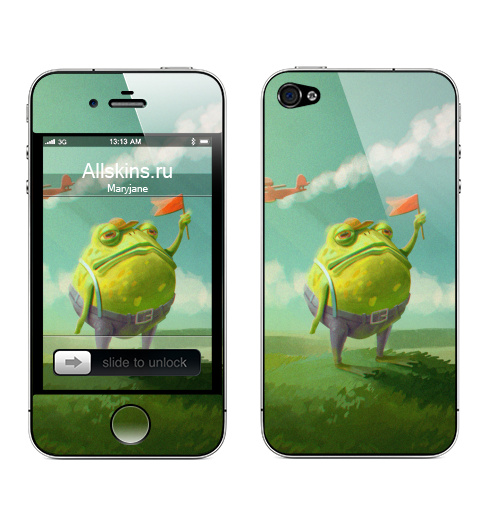 Наклейка на Телефон Apple iPhone 4S, 4 Мистер Жаба,  купить в Москве – интернет-магазин Allskins, милые животные, небо, цвет, детские, лягушка