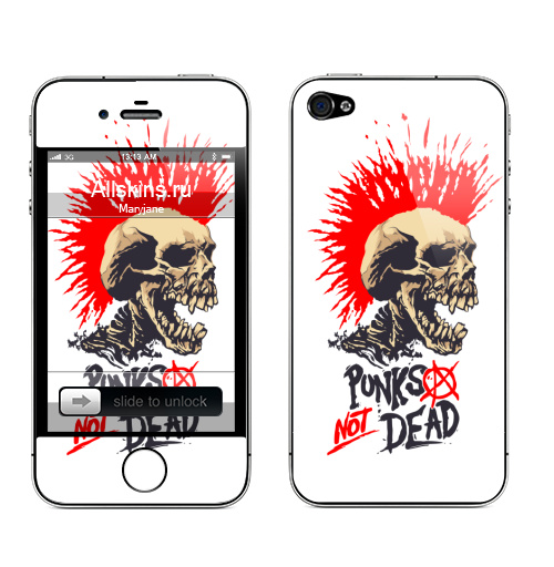 Наклейка на Телефон Apple iPhone 4S, 4 Punk not dead,  купить в Москве – интернет-магазин Allskins, панк, punknotdead, rock, череп