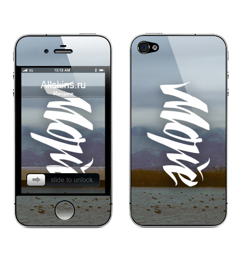 Наклейка на Телефон Apple iPhone 4S, 4 Море леттеринг,  купить в Москве – интернет-магазин Allskins, черно-белое, леттериннг, надписи, морская, каллиграфия