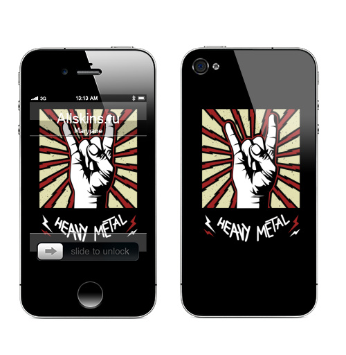 Наклейка на Телефон Apple iPhone 4S, 4 Heavymetalblack,  купить в Москве – интернет-магазин Allskins, rock, ROLLING, rockandroll, панк, muz
