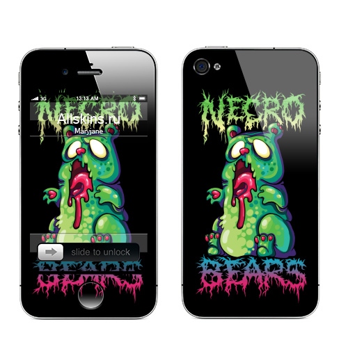 Наклейка на Телефон Apple iPhone 4S, 4 Мармеладные мишки,  купить в Москве – интернет-магазин Allskins, монстры, медведь, хоррор, мармелад, зомби