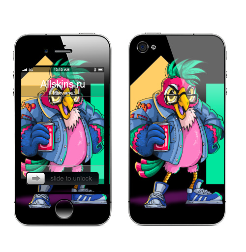Наклейка на Телефон Apple iPhone 4S, 4 Попугай Кешью,  купить в Москве – интернет-магазин Allskins, милые животные, персонажи, птицы, кеды, хулиган, мультфильмы