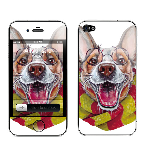 Наклейка на Телефон Apple iPhone 4S, 4 Гарри Дог Плоттер,  купить в Москве – интернет-магазин Allskins, крутые животные, Гарри, собаки