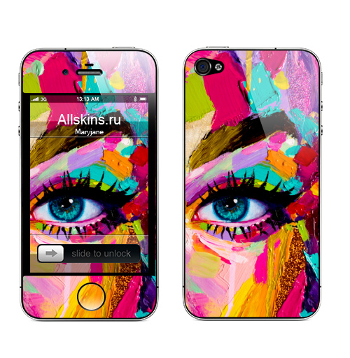 Наклейка на Телефон Apple iPhone 4S, 4 Глаз ДжиДжи,  купить в Москве – интернет-магазин Allskins, краски, мазки, плакат, образ, настроение, глаз