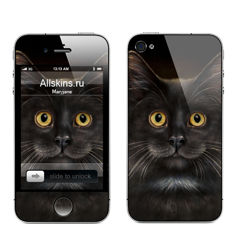 Наклейка на Телефон Apple iPhone 4S, 4 Желтоглазый кот,  купить в Москве – интернет-магазин Allskins, милые животные, животные, усы, кошка, глаз