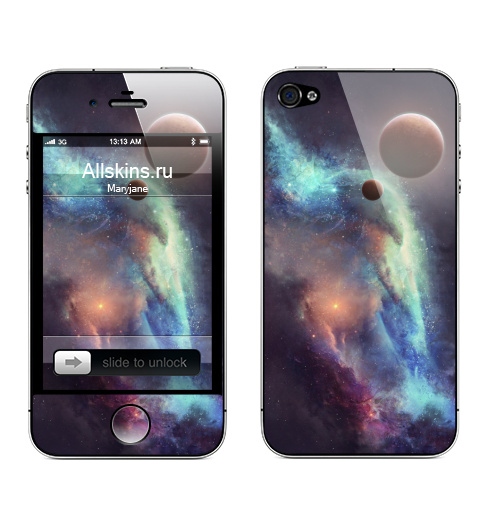 Наклейка на Телефон Apple iPhone 4S, 4 Красные планеты,  купить в Москве – интернет-магазин Allskins, космос, земля, туманность, звезда, небо, галактика, фантастика, паттерн, искусство, концепт