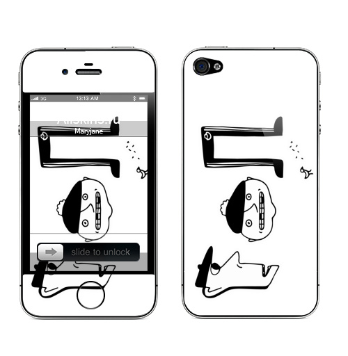 Наклейка на Телефон Apple iPhone 4S, 4 Гоп,  купить в Москве – интернет-магазин Allskins, черно-белое, типографика, хулиган, персонажи, черное и белое, надписи