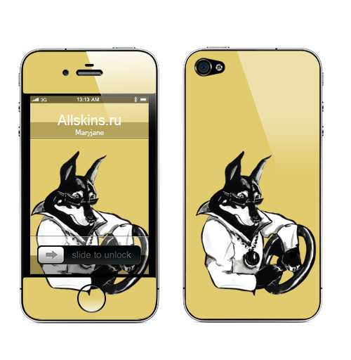 Наклейка на Телефон Apple iPhone 4S, 4 Крутыш ,  купить в Москве – интернет-магазин Allskins, собаки, черно-белое, персонажи, dog, cool
