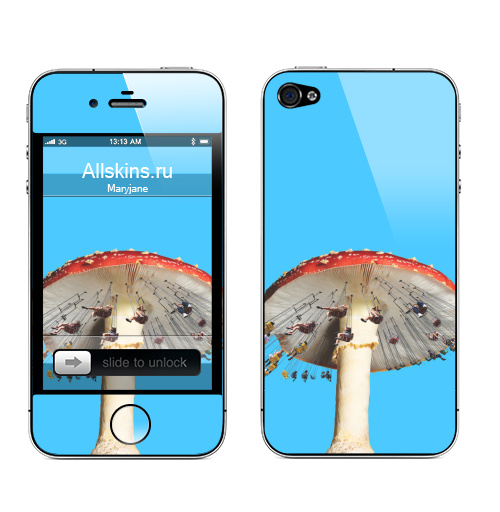 Наклейка на Телефон Apple iPhone 4S, 4 Карусель,  купить в Москве – интернет-магазин Allskins, прикол, грибы, карусель