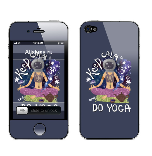 Наклейка на Телефон Apple iPhone 4S, 4 Keep calm and do yoga,  купить в Москве – интернет-магазин Allskins, йоганутым, meditation, om, чай и кофе, девушке, ёга, йоги, йога