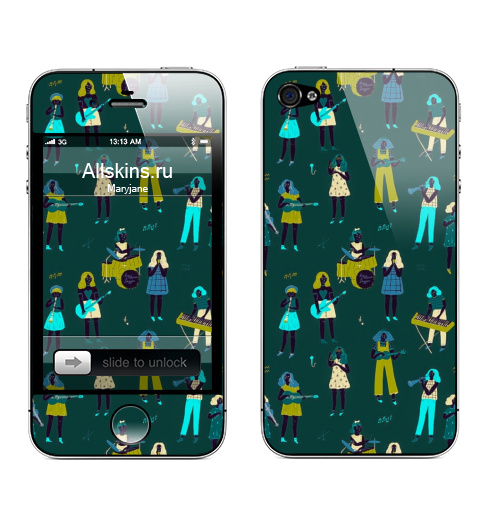 Наклейка на Телефон Apple iPhone 4S, 4 Музыкальное настроение ,  купить в Москве – интернет-магазин Allskins, стилизация, позитив, радость, музыка, инструменты, новость