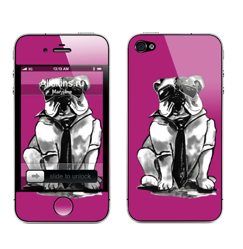 Наклейка на Телефон Apple iPhone 4S, 4 Гроза района,  купить в Москве – интернет-магазин Allskins, собаки, персонажи, графика, розовый, прикол, круто