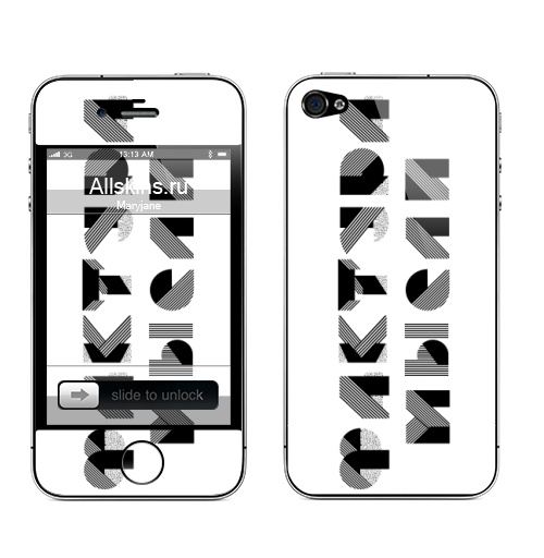 Наклейка на Телефон Apple iPhone 4S, 4 ФАКТУРА МЫСЛИ,  купить в Москве – интернет-магазин Allskins, одноцветный, графика, мысли, надписи