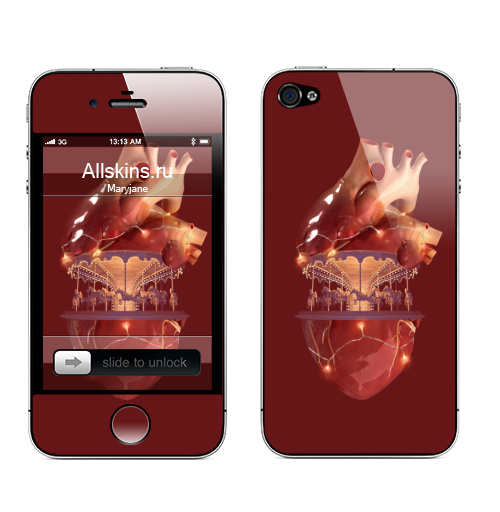 Наклейка на Телефон Apple iPhone 4S, 4 Карусель сердечная,  купить в Москве – интернет-магазин Allskins, карусель, любовь, сердце