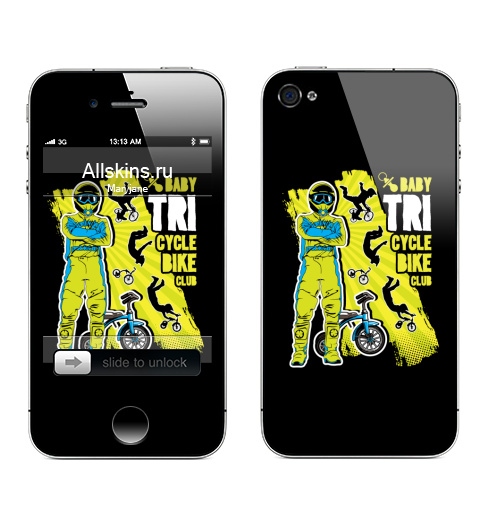 Наклейка на Телефон Apple iPhone 4S, 4 Велофристайл,  купить в Москве – интернет-магазин Allskins, велосипед, спорт, спортбайк, фристайл, детские, СССР, мотоцикл