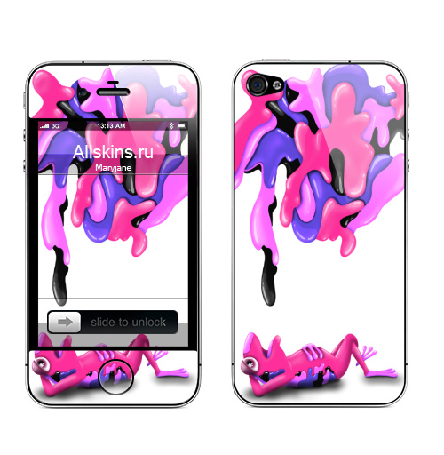 Наклейка на Телефон Apple iPhone 4S, 4 Лягушка хаки розовый,  купить в Москве – интернет-магазин Allskins, цвет, летний, яркий, хаки, лягушка, лето, розовый, животные