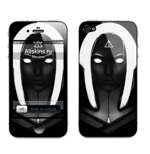 Наклейка на Телефон Apple iPhone 4S, 4 Портерт Белый свет,  купить в Москве – интернет-магазин Allskins, портреты, черный, черныйфон, белый, Темная, глаз, девушка, рисунки, рисовать, иллюстация