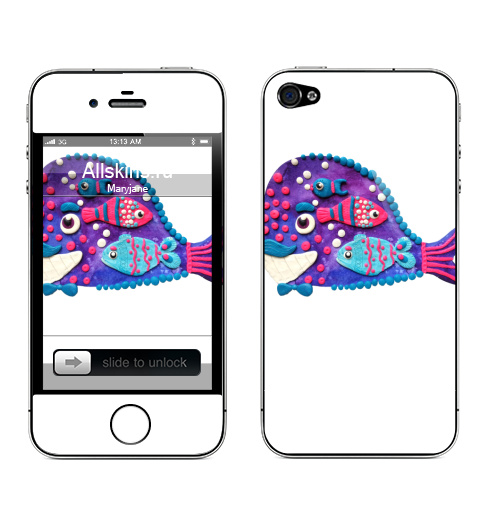 Наклейка на Телефон Apple iPhone 4S, 4 Кит с рыбками внутри в технике пластилин,  купить в Москве – интернет-магазин Allskins, киты, пластилин, рыба, морская, млекопитающее, сиреневый, фиолетовый, розовый, улыбка, радость