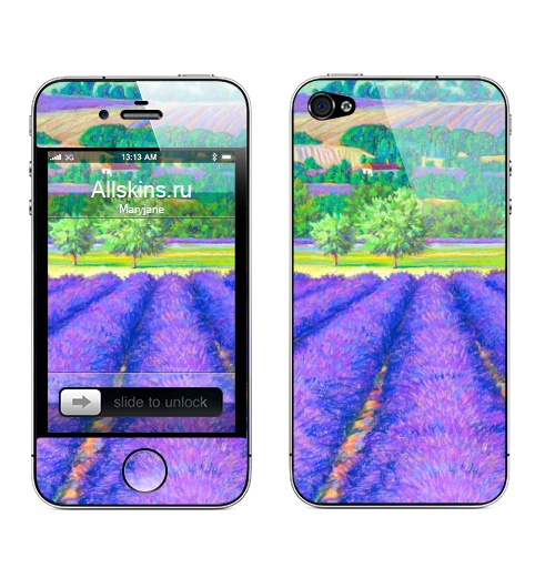 Наклейка на Телефон Apple iPhone 4S, 4 Лавандовые поля,  купить в Москве – интернет-магазин Allskins, пейзаж, лаванда, лето, природа, сиреневый