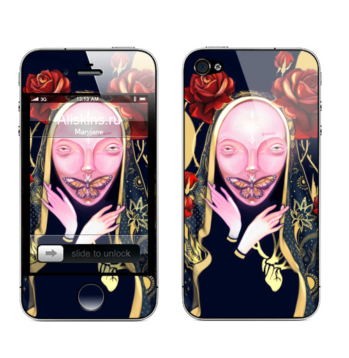 Наклейка на Телефон Apple iPhone 4S, 4 Инсомния,  купить в Москве – интернет-магазин Allskins, красота, современное, демоны, кукла, ба, бабачка, розы, руки, накидка, человек