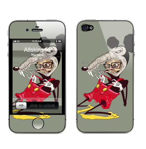 Наклейка на Телефон Apple iPhone 4S, 4 Потребитель – жертва капитализма.,  купить в Москве – интернет-магазин Allskins, микки, Капитал, костюм, человек, мышь, красный, черный, желтый, очки, очкарик