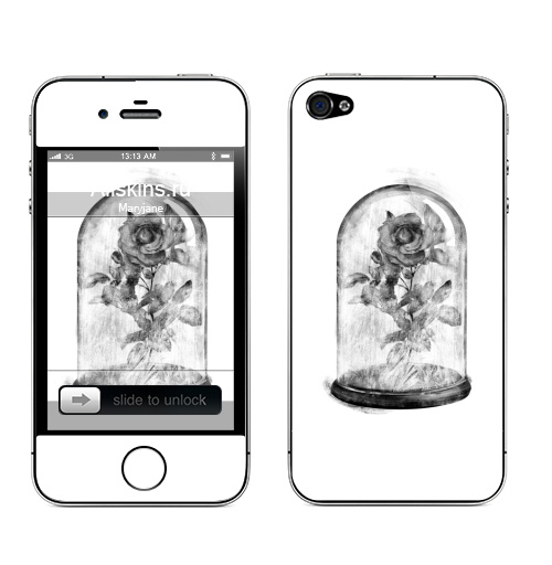 Наклейка на Телефон Apple iPhone 4S, 4 Роза в стекле,  купить в Москве – интернет-магазин Allskins, розы