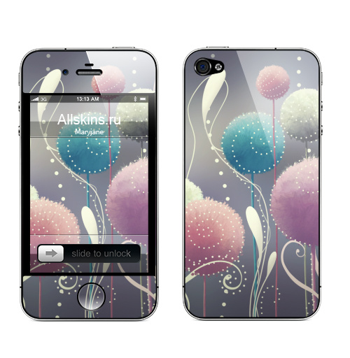 Наклейка на Телефон Apple iPhone 4S, 4 Пушистые,  купить в Москве – интернет-магазин Allskins, абстракция, мягкий, иллюстация, элементы, яркий, мило, нежно, цветы, растение, природа
