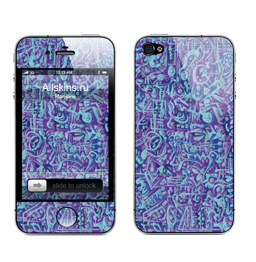Наклейка на Телефон Apple iPhone 4S, 4 В мирских вещах,  купить в Москве – интернет-магазин Allskins, абстракция, абстрация, текстура, голубой, фиолетовый