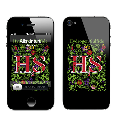 Наклейка на Телефон Apple iPhone 4S, 4 Сероводород,  купить в Москве – интернет-магазин Allskins, сероводород, химия, цветы, аромат, растение