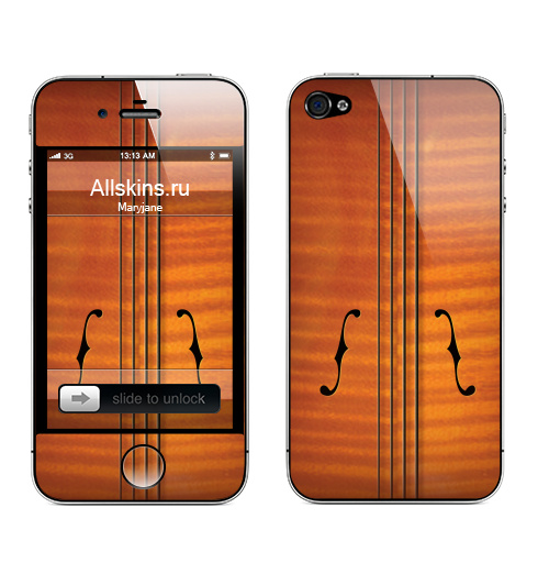 Наклейка на Телефон Apple iPhone 4S, 4 Viola,  купить в Москве – интернет-магазин Allskins, черно-белое, классика, музыка