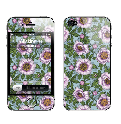 Наклейка на Телефон Apple iPhone 4S, 4 Пионы в саду,  купить в Москве – интернет-магазин Allskins, классика, пион, садомазо, лес, лето, цветы, лепестки, листья, park, бутон, яркий, батаническийсад