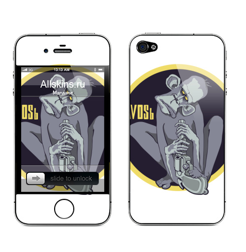 Наклейка на Телефон Apple iPhone 4S, 4 АВОСЬ,  купить в Москве – интернет-магазин Allskins, философские, обезьяна, револьвер, удача, палец, Пальцы, тень, человек, корона