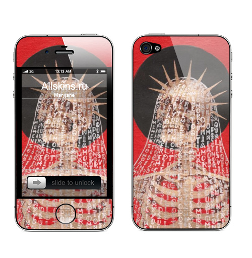 Наклейка на Телефон Apple iPhone 4S, 4 Золотой скелет,  купить в Москве – интернет-магазин Allskins, философские, смерть, скелет, череп, золото, красный