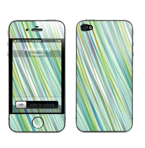 Наклейка на Телефон Apple iPhone 4S, 4 Мятные полоски,  купить в Москве – интернет-магазин Allskins, кубизм, полоски, разводы, абстракция, мятный, зеленый