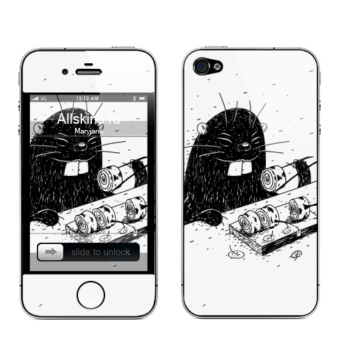 Наклейка на Телефон Apple iPhone 4S, 4 Бобруши,  купить в Москве – интернет-магазин Allskins, милые животные, остроумно, животные, суши, Япония, прикол, еда, бобер, сарказм