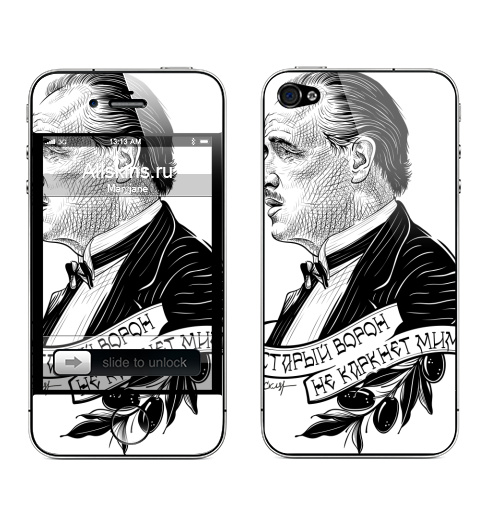 Наклейка на Телефон Apple iPhone 4S, 4 Старый ворон не каркнет мимо,  купить в Москве – интернет-магазин Allskins, мотивация, мафия