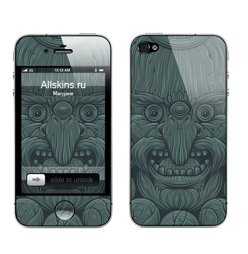 Наклейка на Телефон Apple iPhone 4S, 4 ТЭНГУ,  купить в Москве – интернет-магазин Allskins, статуя, монстры, лицо, сказки, Мифы, японская, Япония, демоны, ворона, существо, маска, персонажи, классика