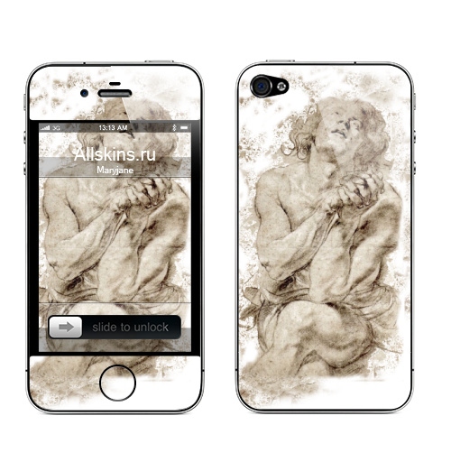 Наклейка на Телефон Apple iPhone 4S, 4 Юноша,  купить в Москве – интернет-магазин Allskins, искусство, классика, эпоха возрождения