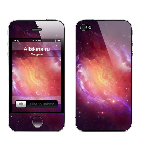 Наклейка на Телефон Apple iPhone 4S, 4 Фон звездная туманность,  купить в Москве – интернет-магазин Allskins, небо, звезда, туманность, пространство, Даль, рисунки, графика, цифровая, живопись, плакат, светлый, яркий, ночь