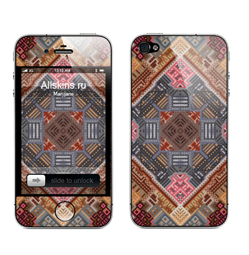 Наклейка на Телефон Apple iPhone 4S, 4 Темперамент,  купить в Москве – интернет-магазин Allskins, абстракция, текстура, психоделичный, коричневый, узор