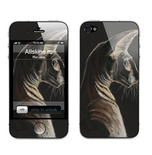 Наклейка на Телефон Apple iPhone 4S, 4 Сфинкс первый,  купить в Москве – интернет-магазин Allskins, сюрреализм, котаны, Сфинкс, модный, стильно, авангард