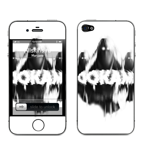 Наклейка на Телефон Apple iPhone 4S, 4 ООКАМИ,  купить в Москве – интернет-магазин Allskins, группа, музыка, черно-белое