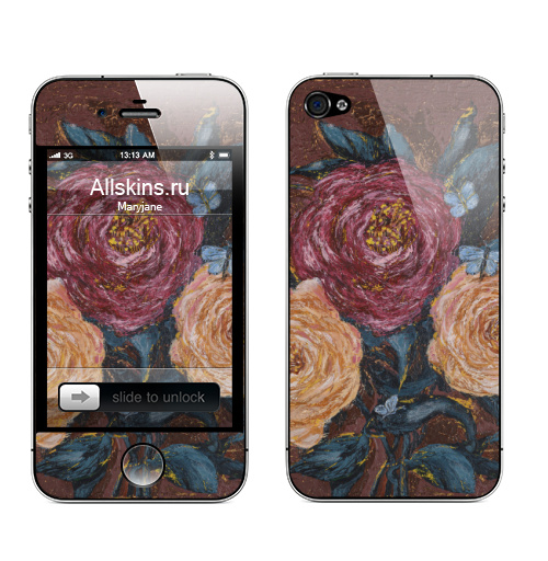 Наклейка на Телефон Apple iPhone 4S, 4 Букет роз,  купить в Москве – интернет-магазин Allskins, классика, розы