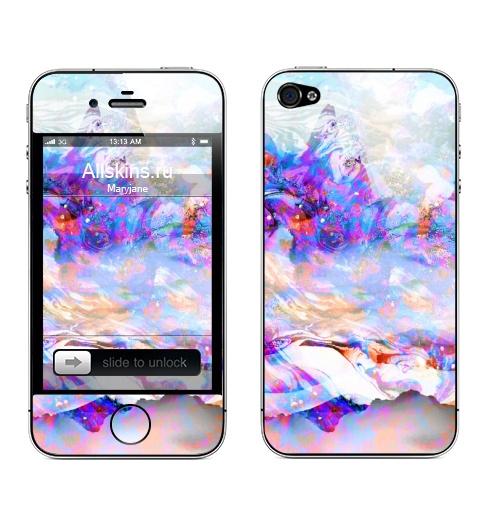 Наклейка на Телефон Apple iPhone 4S, 4 Туманная гора,  купить в Москве – интернет-магазин Allskins, сюрреализм, горы, яркий, абстракция, флюидарт, акварель, акрил, фиолетовый, синий, красный, красочный, красота, пейзаж, стильно, дорого, роскошно, голубой, нежно, сочно