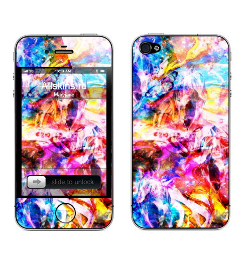 Наклейка на Телефон Apple iPhone 4S, 4 Самоцветный рай,  купить в Москве – интернет-магазин Allskins, психоделика, бабочки, психоделичный, абстракция, камни, длявсех, стильно, паттерн, яркий, красочный, красочно, самоцветы