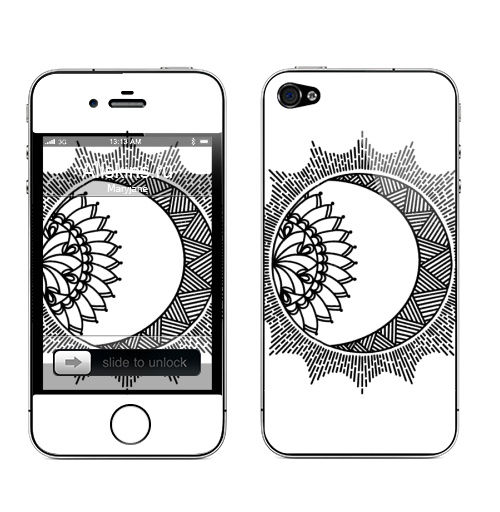 Наклейка на Телефон Apple iPhone 4S, 4 Солнце  дзен,  купить в Москве – интернет-магазин Allskins, классика, солнце, месяц, луна, космос, небо, лучи
